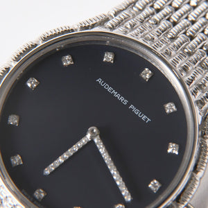 極美品 AUDEMARS PIGUET オーデマ ピゲ コブラ 腕時計 18KWG ラウンド 手巻き 84.7g Cal2080 12PD ダイヤモンド針 黒文字盤 中古 4a007431