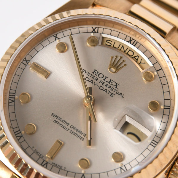極美品 ROLEX ロレックス デイデイト36 腕時計 重量約131.61g 18038 18KYG AT シルバーピンボール文字盤 中古 4a007338