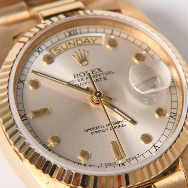 極美品 ROLEX ロレックス デイデイト36 腕時計 重量約131.61g 18038 18KYG AT シルバーピンボール文字盤 中古 4a007338