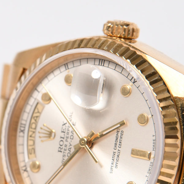 極美品 ROLEX ロレックス デイデイト36 腕時計 重量約131.61g 18038 18KYG AT シルバーピンボール文字盤 中古 4a007338