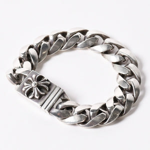 極美品 CHROME HEARTS クロムハーツ CLSC LRG3 CHX ラージボックスID クラシックチェーン ブレスレット 15リンク 重量約108.54g 中古 4a007352
