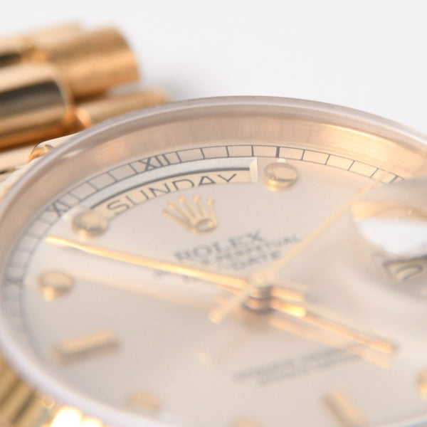 極美品 ROLEX ロレックス デイデイト36 腕時計 重量約131.61g 18038 18KYG AT シルバーピンボール文字盤 中古 4a007338