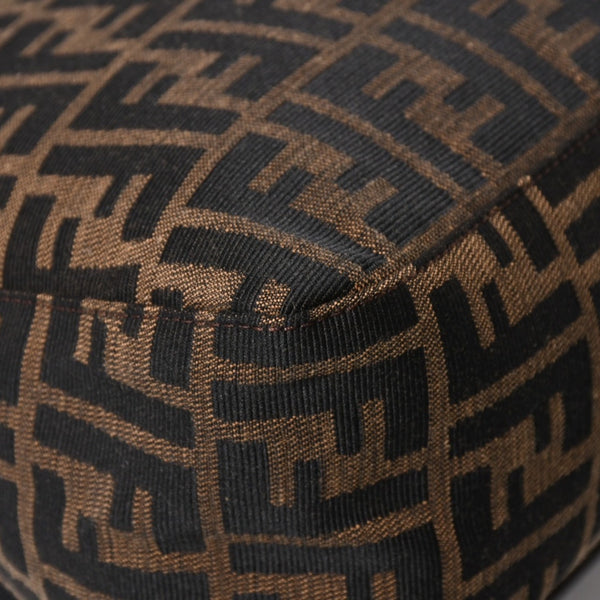 極美品 FENDI フェンディ ズッカ柄 マンマバケット ショルダーバッグ キャンバス レザー ブラウン FFバックル シルバー金具 中古 4a008322