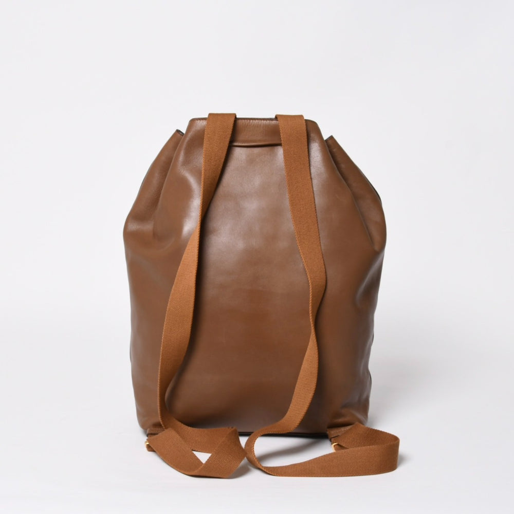 THE ROW ザロウ Backpack 11 バックパック ハンドバッグ 2way レザー ブラウン カーフレザー ゴールド金具 美品 中古 4a006921