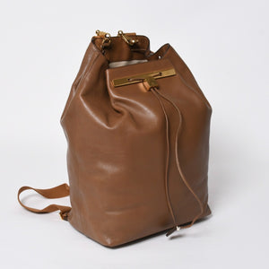 THE ROW ザロウ Backpack 11 バックパック ハンドバッグ 2way レザー ブラウン カーフレザー ゴールド金具 美品 中古 4a006921