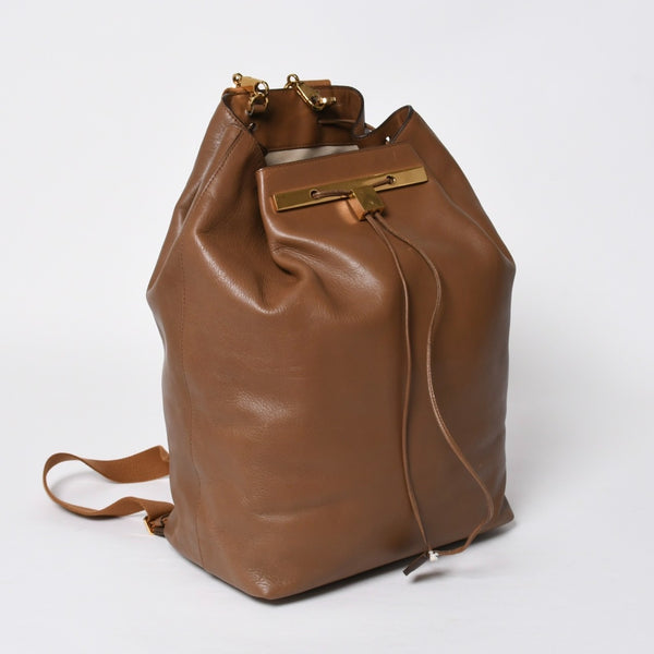THE ROW ザロウ Backpack 11 バックパック ハンドバッグ 2way レザー ブラウン カーフレザー ゴールド金具 美品 中古 4a006921