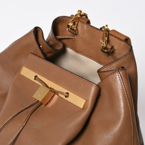 THE ROW ザロウ Backpack 11 バックパック ハンドバッグ 2way レザー ブラウン カーフレザー ゴールド金具 美品 中古 4a006921