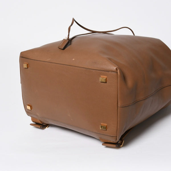 THE ROW ザロウ Backpack 11 バックパック ハンドバッグ 2way レザー ブラウン カーフレザー ゴールド金具 美品 中古 4a006921
