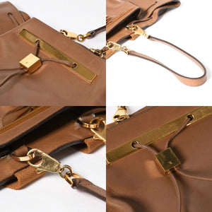 THE ROW ザロウ Backpack 11 バックパック ハンドバッグ 2way レザー ブラウン カーフレザー ゴールド金具 美品 中古 4a006921