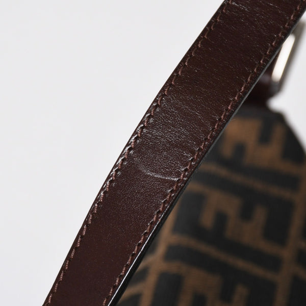 極美品 FENDI フェンディ ズッカ柄 マンマバケット ショルダーバッグ キャンバス レザー ブラウン FFバックル シルバー金具 中古 4a008322