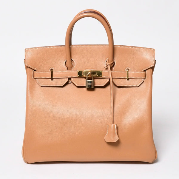 極美品 HERMES エルメス オータクロア32 ハンドバッグ □B刻印 ナチュラル クシュベル ゴールド金具 内縫い 1998年製 中古 4a008199