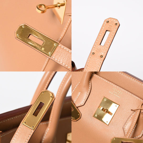極美品 HERMES エルメス オータクロア32 ハンドバッグ □B刻印 ナチュラル クシュベル ゴールド金具 内縫い 1998年製 中古 4a008199