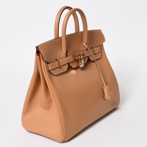 極美品 HERMES エルメス オータクロア32 ハンドバッグ □B刻印 ナチュラル クシュベル ゴールド金具 内縫い 1998年製 中古 4a008199