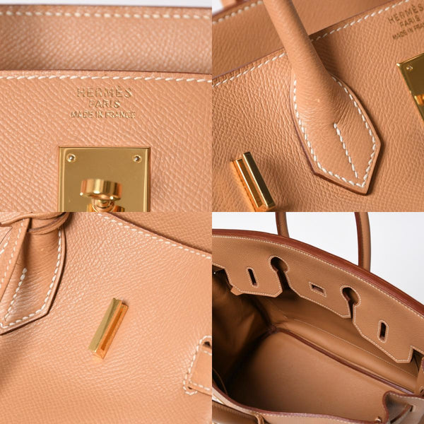 極美品 HERMES エルメス オータクロア32 ハンドバッグ □B刻印 ナチュラル クシュベル ゴールド金具 内縫い 1998年製 中古 4a008199