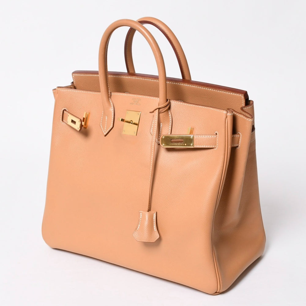 極美品 HERMES エルメス オータクロア32 ハンドバッグ □B刻印 ナチュラル クシュベル ゴールド金具 内縫い 1998年製 中古 4a008199