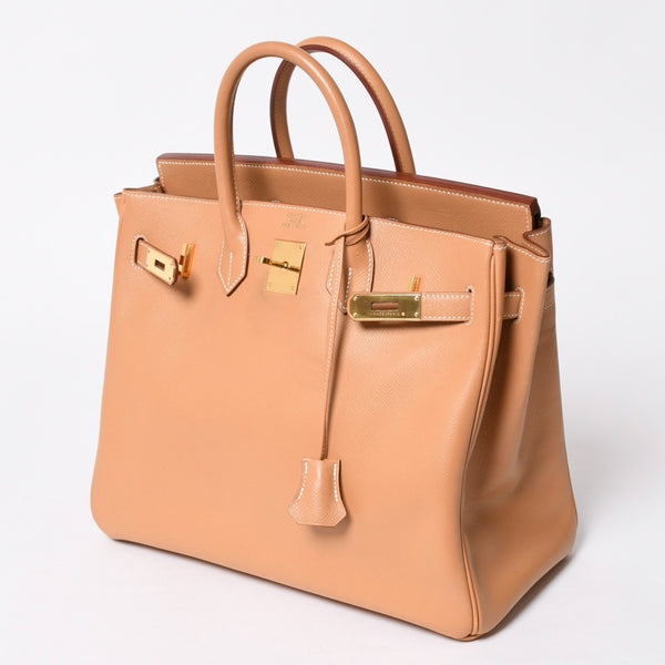 極美品 HERMES エルメス オータクロア32 ハンドバッグ □B刻印 ナチュラル クシュベル ゴールド金具 内縫い 1998年製 中古 4a008199