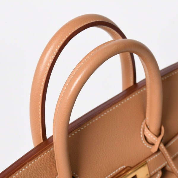 極美品 HERMES エルメス オータクロア32 ハンドバッグ □B刻印 ナチュラル クシュベル ゴールド金具 内縫い 1998年製 中古 4a008199