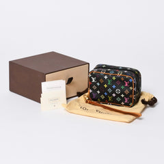 極美品 LOUIS VUITTON ルイヴィトン ポーチ トゥルース ワピティ ポーチ M58034 モノグラム マルチカラー ブラック 村上隆 中古 4a000351