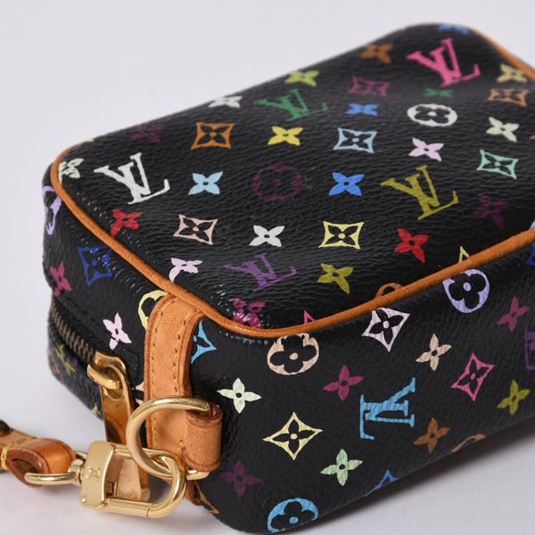 極美品 LOUIS VUITTON ルイヴィトン ポーチ トゥルース ワピティ ポーチ M58034 モノグラム マルチカラー ブラック 村上隆 中古 4a000351