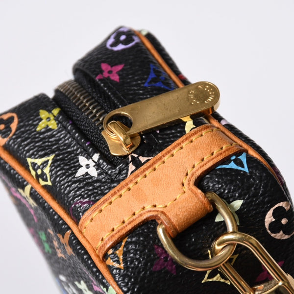 極美品 LOUIS VUITTON ルイヴィトン ポーチ トゥルース ワピティ ポーチ M58034 モノグラム マルチカラー ブラック 村上隆 中古 4a000351