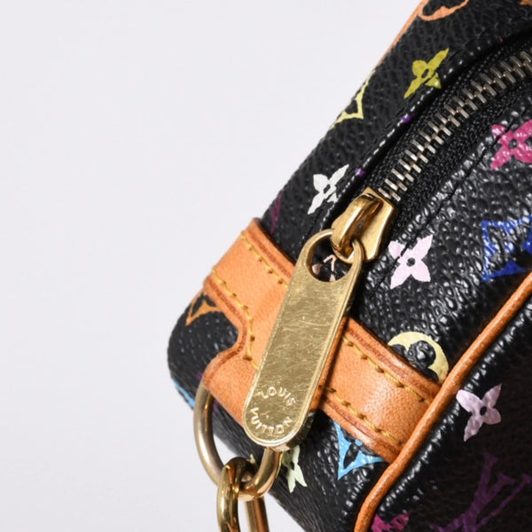 極美品 LOUIS VUITTON ルイヴィトン ポーチ トゥルース ワピティ ポーチ M58034 モノグラム マルチカラー ブラック 村上隆 中古 4a000351