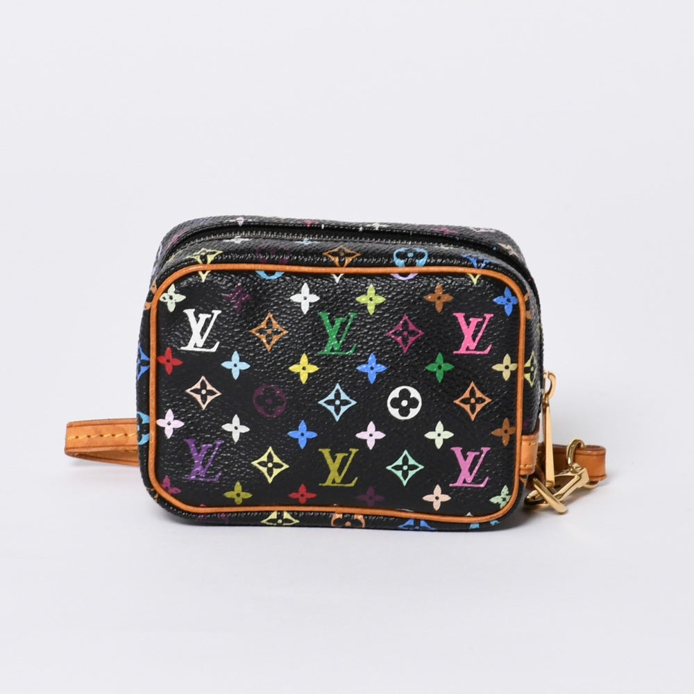 極美品 LOUIS VUITTON ルイヴィトン ポーチ トゥルース ワピティ ポーチ M58034 モノグラム マルチカラー ブラック 村上隆 中古 4a000351