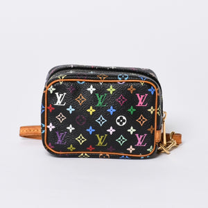 極美品 LOUIS VUITTON ルイヴィトン ポーチ トゥルース ワピティ ポーチ M58034 モノグラム マルチカラー ブラック 村上隆 中古 4a000351