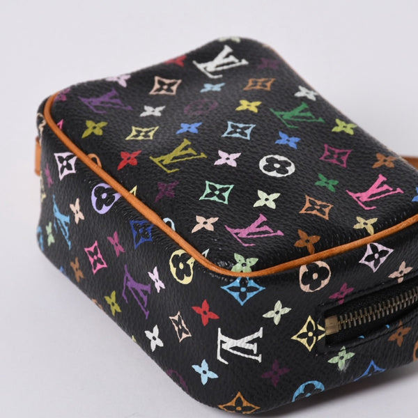 極美品 LOUIS VUITTON ルイヴィトン ポーチ トゥルース ワピティ ポーチ M58034 モノグラム マルチカラー ブラック 村上隆 中古 4a000351
