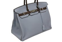 画像をギャラリービューアに読み込む, HERMES エルメス BIRKIN バーキン 35 ハンドバッグ SPO トゴ ブルーリン ブラウン マットパラジウム金具 □Q刻印 美品 中古 4b010709