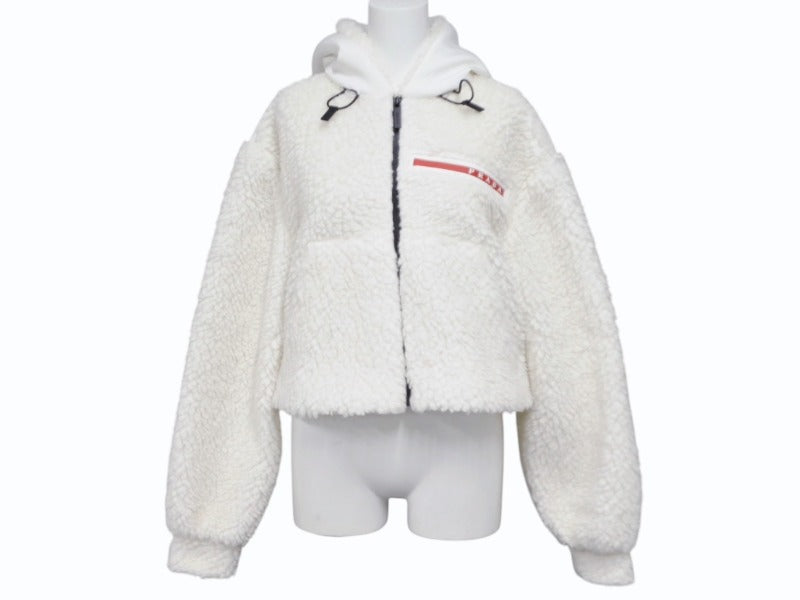 PRADA SPORTS 22AW Cropped Double Fleece Jacket Size XS White Good Condition Used 4b008311