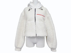PRADA SPORTS プラダスポーツ 22AW Cropped Double Fleece Jacket ダブルフリースジャケット サイズXS ホワイト 美品 中古 4b008311