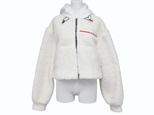 PRADA SPORTS プラダスポーツ 22AW Cropped Double Fleece Jacket ダブルフリースジャケット サイズXS ホワイト 美品 中古 4b008311