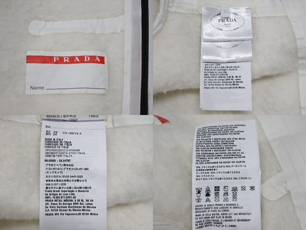 PRADA SPORTS プラダスポーツ 22AW Cropped Double Fleece Jacket ダブルフリースジャケット サイズXS ホワイト 美品 中古 4b008311