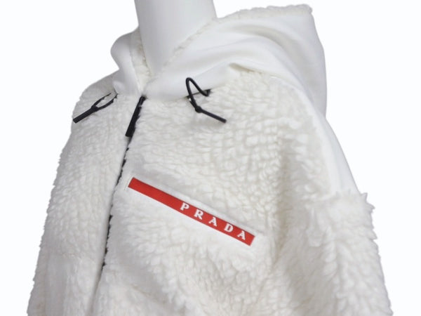 PRADA SPORTS プラダスポーツ 22AW Cropped Double Fleece Jacket ダブルフリースジャケット サイズXS ホワイト 美品 中古 4b008311