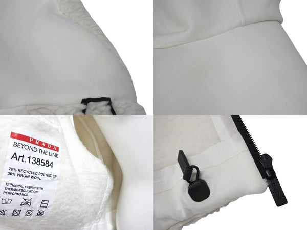 PRADA SPORTS プラダスポーツ 22AW Cropped Double Fleece Jacket ダブルフリースジャケット サイズXS ホワイト 美品 中古 4b008311