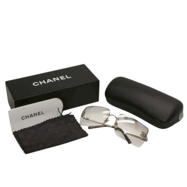 CHANEL Rimless Sunglasses Eyewear 4092-B 506785 Coco Mark Silver Good Condition Used 4a000003