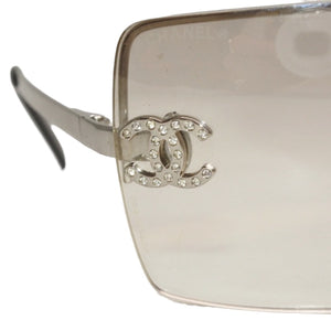 CHANEL Rimless Sunglasses Eyewear 4092-B 506785 Coco Mark Silver Good Condition Used 4a000003