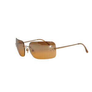 CHANEL シャネル リムレス サングラス アイウェア 4017-D C125/7F ライトストーン ココマーク ブラウン 美品 中古 4a000002