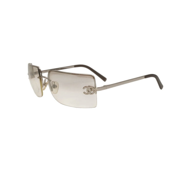 CHANEL Rimless Sunglasses Eyewear 4092-B 506785 Coco Mark Silver Good Condition Used 4a000003