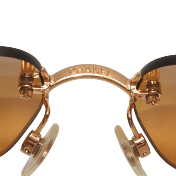 CHANEL シャネル リムレス サングラス アイウェア 4017-D C125/7F ライトストーン ココマーク ブラウン 美品 中古 4a000002
