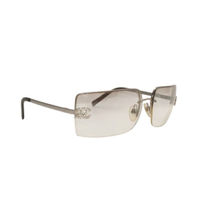 CHANEL Rimless Sunglasses Eyewear 4092-B 506785 Coco Mark Silver Good Condition Used 4a000003