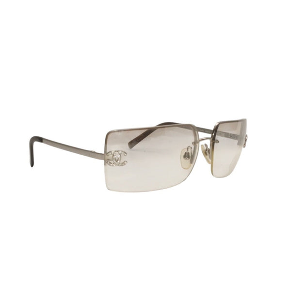 CHANEL Rimless Sunglasses Eyewear 4092-B 506785 Coco Mark Silver Good Condition Used 4a000003
