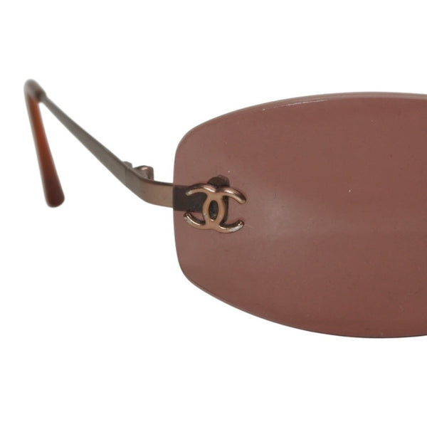 CHANEL Rimless Sunglasses Eyewear 4002 c.116/75 Coco Mark Brown Gold Good Condition Used 4a000014