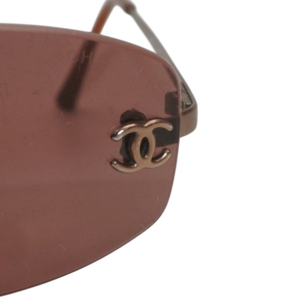 CHANEL Rimless Sunglasses Eyewear 4002 c.116/75 Coco Mark Brown Gold Good Condition Used 4a000014