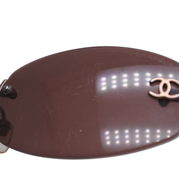 CHANEL Rimless Sunglasses Eyewear 4002 c.116/75 Coco Mark Brown Gold Good Condition Used 4a000014
