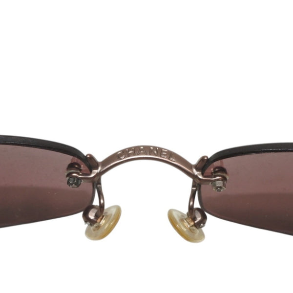 CHANEL Rimless Sunglasses Eyewear 4002 c.116/75 Coco Mark Brown Gold Good Condition Used 4a000014