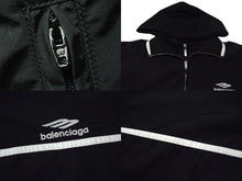 画像をギャラリービューアに読み込む, BALENCIAGA バレンシアガ ブルゾン フードレイヤード ジャケット 773043 コットン ナイロン ブラック ホワイト サイズL 美品 中古 4b000048