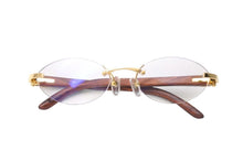 画像をギャラリービューアに読み込む, Cartier カルティエ メガネ リムレス ウッドテンプル 眼鏡 アイウェア メタル ウッド 3556828 ブラウン ゴールド金具 美品 中古 4b000059