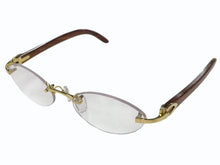 画像をギャラリービューアに読み込む, Cartier カルティエ メガネ リムレス ウッドテンプル 眼鏡 アイウェア メタル ウッド 3556828 ブラウン ゴールド金具 美品 中古 4b000059