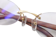 画像をギャラリービューアに読み込む, Cartier カルティエ メガネ リムレス ウッドテンプル 眼鏡 アイウェア メタル ウッド 3556828 ブラウン ゴールド金具 美品 中古 4b000059
